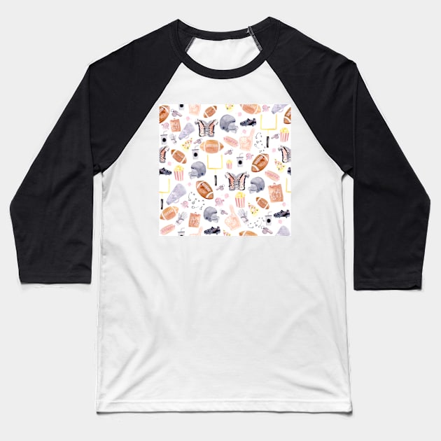 American Football  | Watercolor Baseball T-Shirt by Harpleydesign